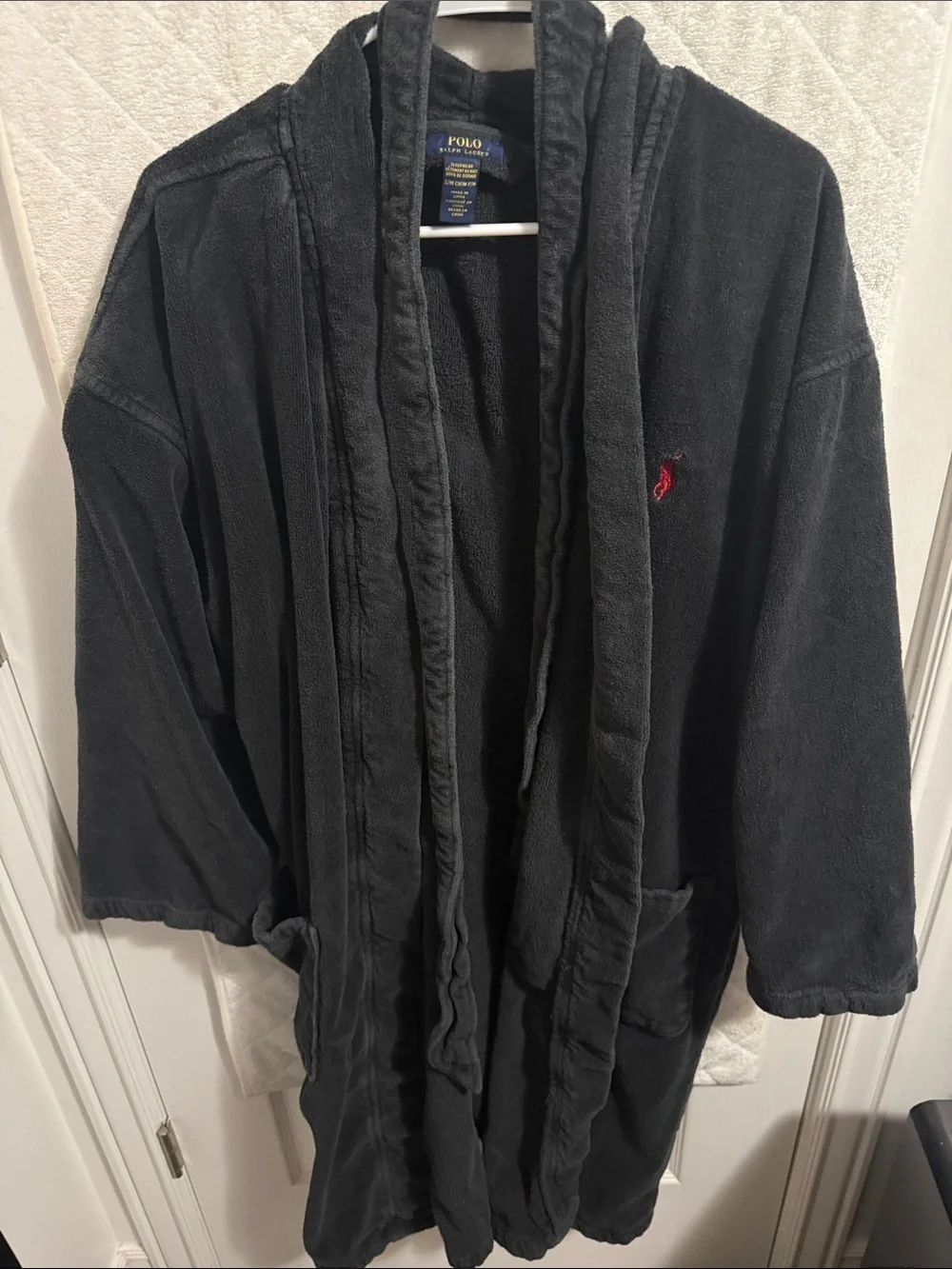 Polo by Ralph Lauren Black Robe with Red Pony Embroidery